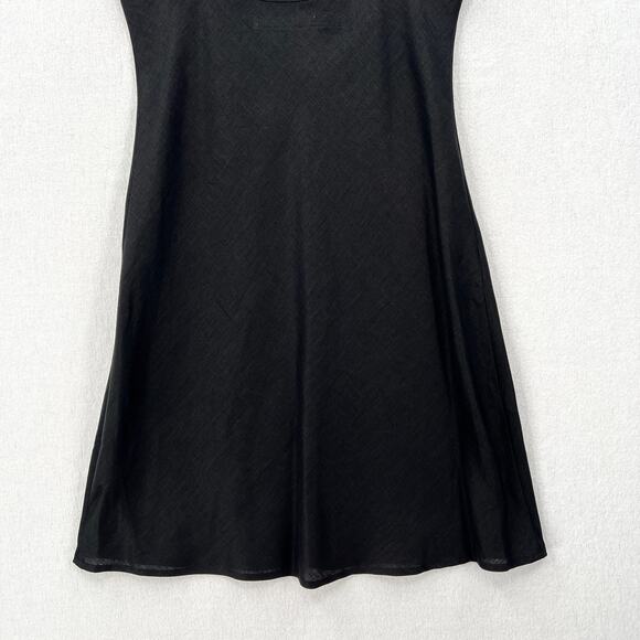 ENZA COSTA Linen Bias Slip Dress Womens Small Black Mini Spaghetti Strap Travel - Picture 8 of 15
